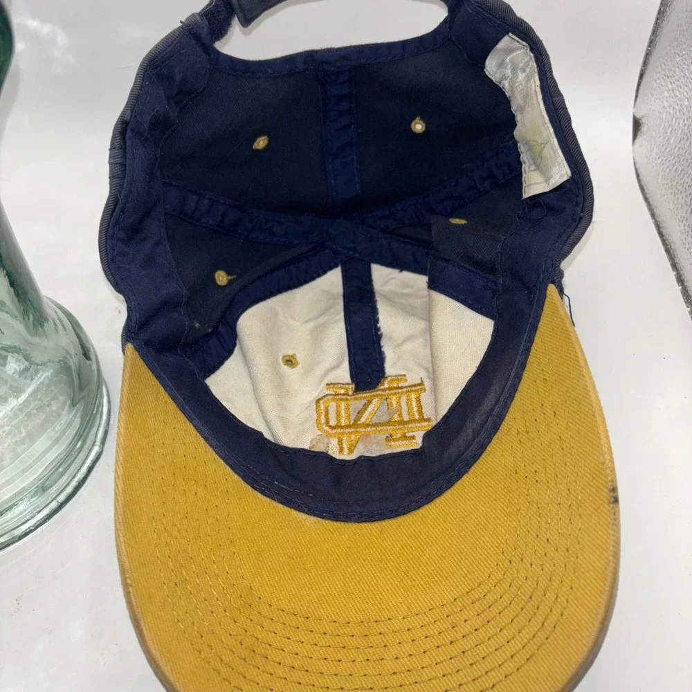 Vtg Notre Dame Fighting Irish Hat Navy Blue Gold Adjustable Strapback NCAA Cap